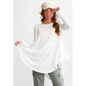 We The Free People XS Aria White Trapeze Long Sleeve Top Oversized‎ Casual Boho